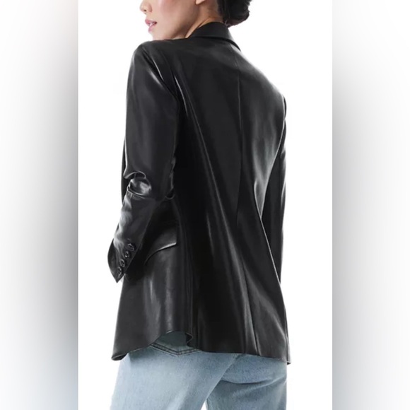 NWT RARE Authentic Streetwear Edgy Tailored Alice + Olivia Faux Leather Jacket - Picture 4 of 13